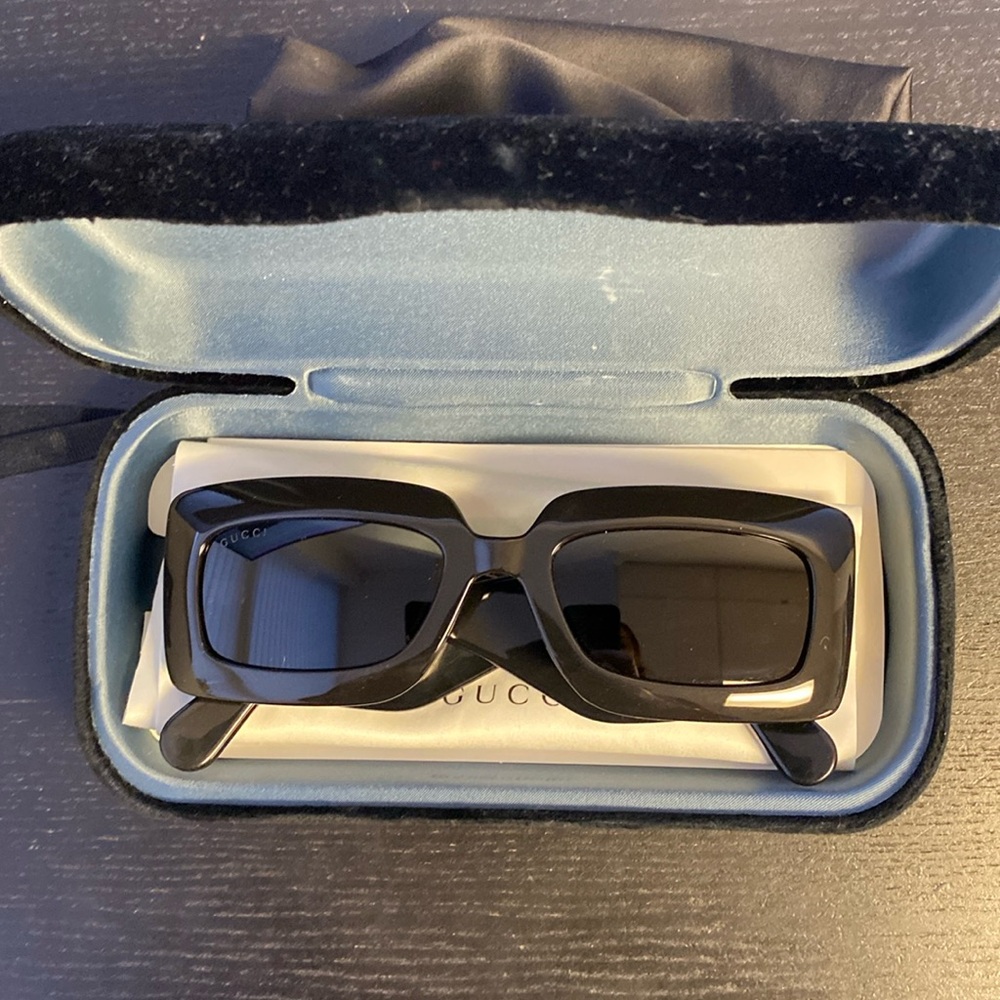 Gucci Women's Rectangular Black Frame Sunglasses - image 1